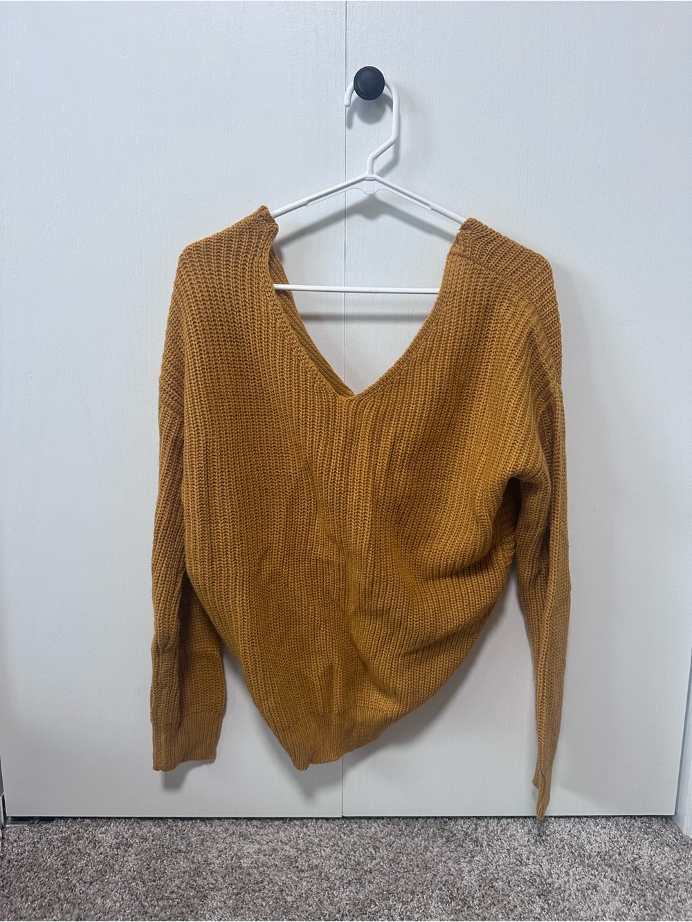 Love Tree Women's V-Neck Sweater in Mustard Brown